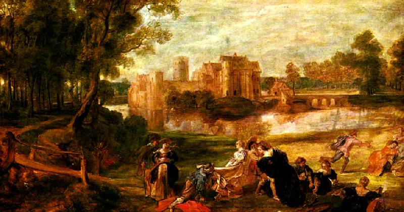 Peter Paul Rubens park utanfor ett slott oil painting image